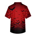thumbnail image 4 of Domuza Scrub Tops Men Plus Size V Neck Short Sleeve Spooky Horror Print Nurse Top Soft Comfort Elastic Working Uniform with Chest Pockets Red S, 4 of 5