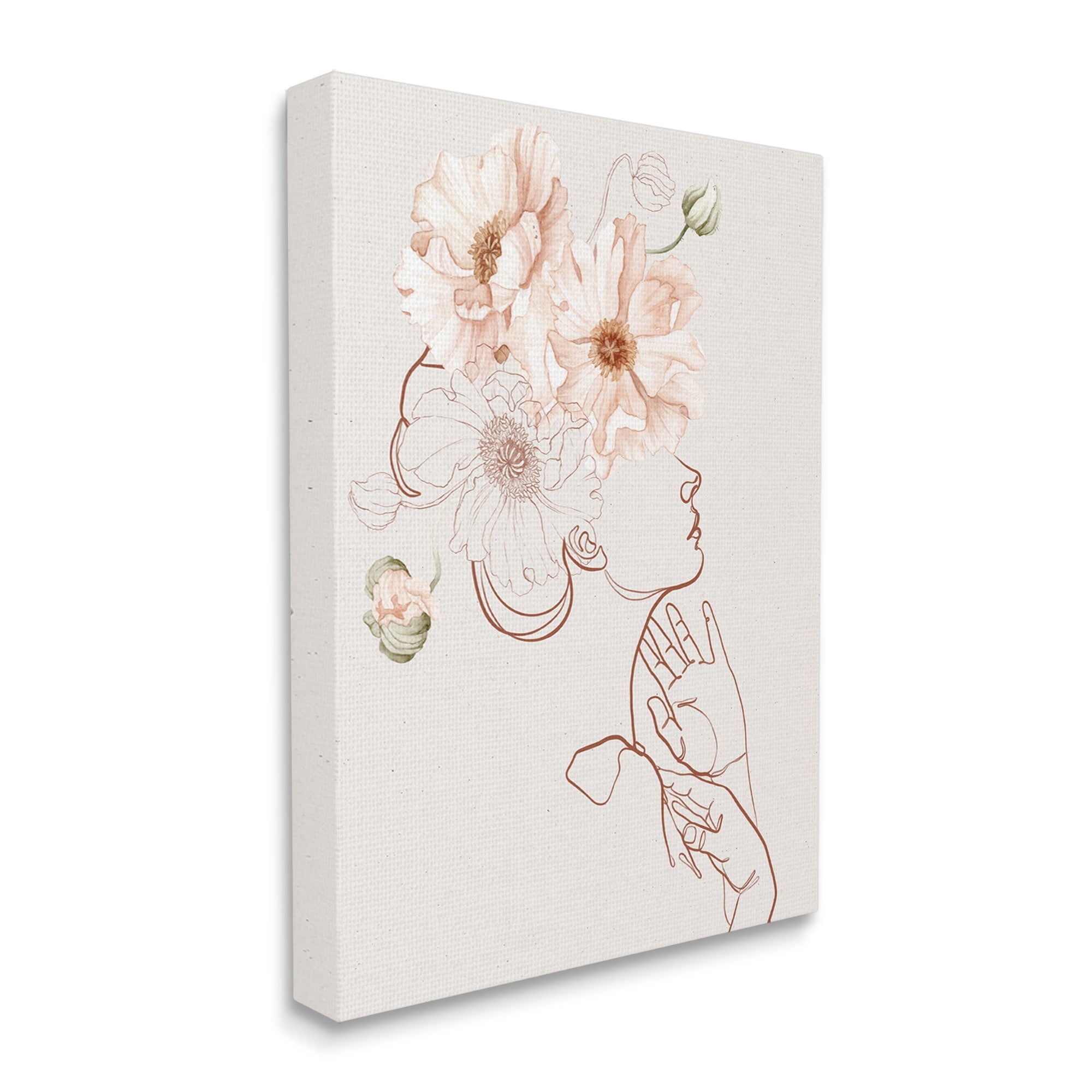 Stupell Industries Blooming Pink Flowers Woman Minimal Outline Design Canvas Wall Art, 36 x 48, Design by Ros Ruseva