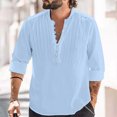 thumbnail image 2 of Christmas Deals! Borniu Mens Shirts,Long Sleeve Shirts for Men,Casual Solid Color Button Stand-up Collar Long Sleeve Pullover Blouse Tops Clearance, 2 of 6