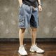 thumbnail image 4 of Pantalones cortos de mezclilla con bolsillos para hombre, pantalones cortos cargo de verano para hombre, pantalones cortos de corte fino Harajuku Xl, botones de moda coreana retro, 4 of 5