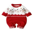 thumbnail image 1 of Barboteuse de Noël pour Bébé en Tricot avec Imprimé de Cerf, Manches Longues et Col, 1 of 6