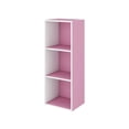 thumbnail image 3 of HOMLUX Luder 3-Tier Cube 31.5" Bookcase, Wood Storage Shelf, Small Bookshelf for Home Office & Bedroom, White & Pink, 3 of 10