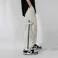 thumbnail image 2 of Aayomet Sweatpants for Men Jogger Side Zipper Buckle Full Open Sports Pants With Pockets At The Legs (Beige, XXXL), 2 of 3