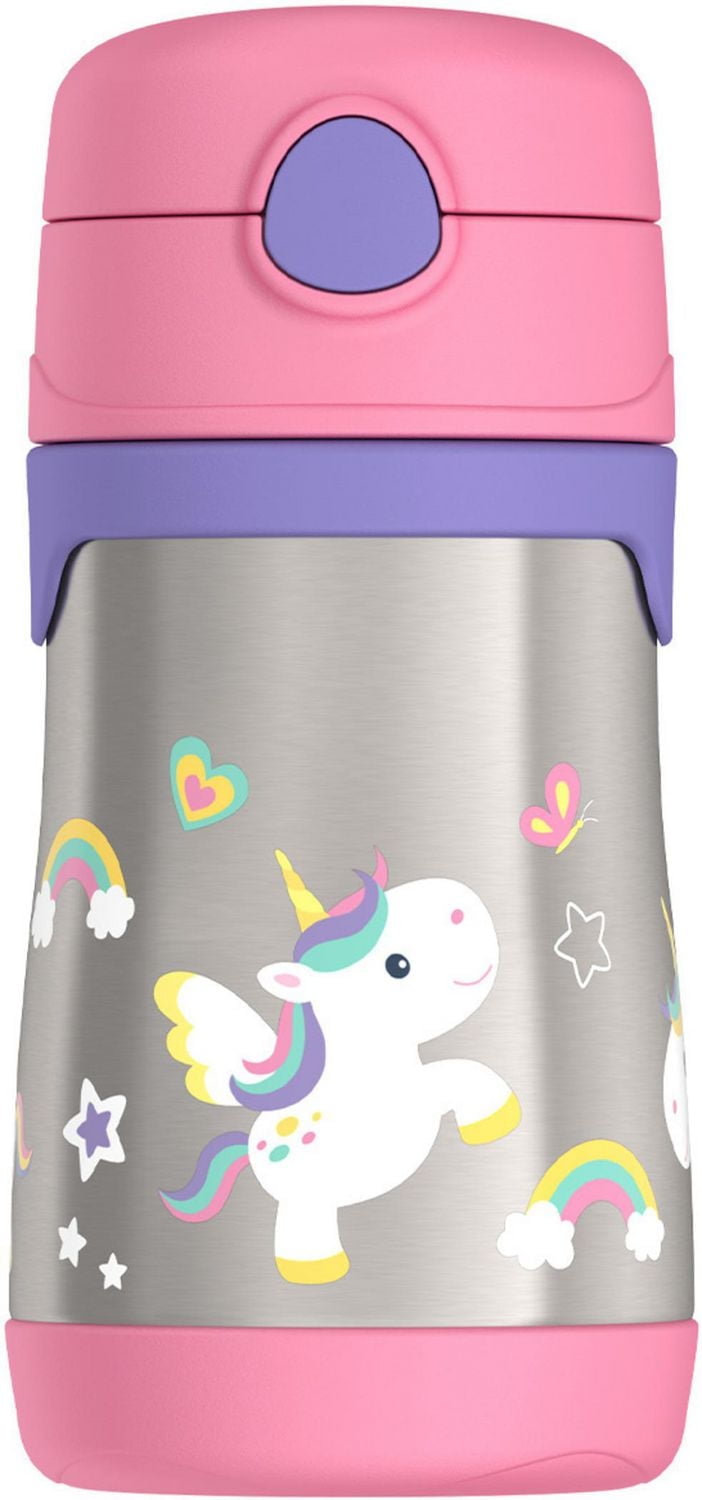 Thermos Baby Vacuum Insulated Stainless Steel 10 Oz Straw Bottle, 10 Oz, Unicorn Bottle