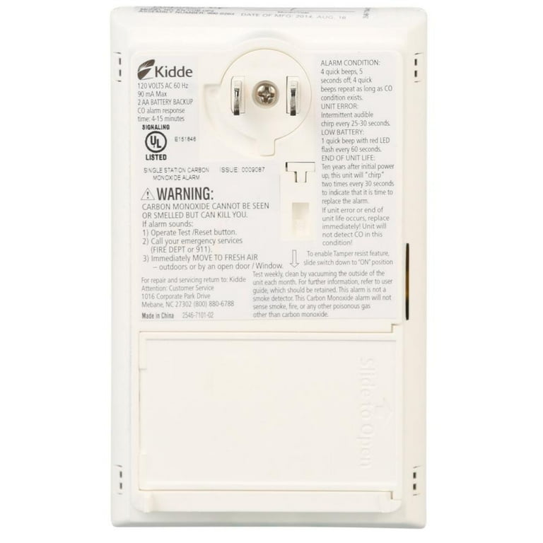 Kidde Carbon Monoxide Alarm AC Powered, Plug-In with Battery Backup KN-COB-DP2 Kidde Carbon Monoxide Alarm AC Powered, Plug-In with Battery Backup KN-COB-DP2