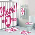 thumbnail image 1 of EREHome 30th Birthday Cheerful Happy Special Celebration Stylized Icon in Hot 5 Piece Bathroom Set Shower Curtain Bath Towel Bath Rug Contour Mat and Toilet Lid Cover, 1 of 2