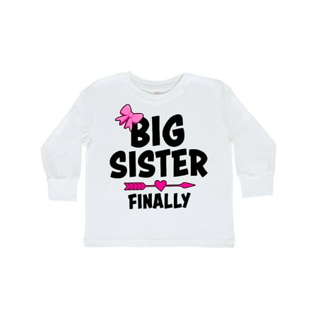 

Inktastic Big Sister Finally with Bow and Arrow Gift Toddler Toddler Girl Long Sleeve T-Shirt
