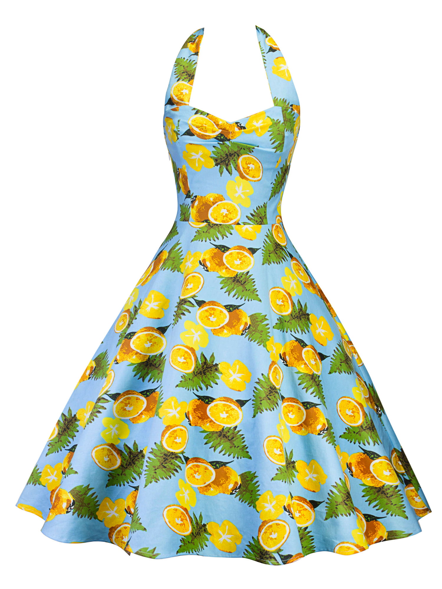 Womens 1950s 60s Vintage Rockabilly Swing Dress Retro Floral Cocktail Partydress 