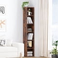 thumbnail image 3 of YQ JENMW 6-Tier Tall Narrow Bookshelf,Slim Storage Organizer Shelf,Display Storage Shelf for Living Room,Bedroom,Home Office,Brown, 3 of 10