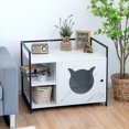 thumbnail image 2 of Demi Bonn 30" Hidden Cat Litter Box Enclosed Furniture, Indoor Wood Cat House with Iron Sturdy Structure, White, 2 of 8