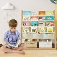 thumbnail image 4 of Bookcase, Bookshelf 4 Sling Book Rack Book Display with Storage Classroom Bookshelf 4 Tier Beige, 4 of 7