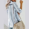 thumbnail image 6 of LYXSSBYX Plus Size Womens Tops Summer Womens Fashion V Neck Striped Roll up Sleeve Button Down Blouses Tops with Pocket Loose Shirt, 6 of 7