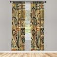 thumbnail image 2 of Ambesonne Bohemian Curtains 2 Panel Set, Grunge Tribal Paisley Leaf, Pair of - 28" x 63", Khaki Pale Rust Amber, 2 of 4