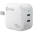 thumbnail image 1 of OXAA USB-C 45W GaN 2-Port Fast Wall Charger – with Power Delivery 3.0, Compact Type-C Adapter, Compatible with iPhone, Samsung Galaxy, iPad & USB-C Enabled Devices, 1 of 7