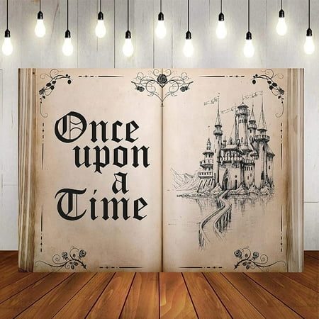 Image of Fairy Tale Books Backdrop Once Upon a Time Backdrops Ancient Castle Princess Romantic Wedding Birthday Party