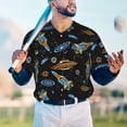 thumbnail image 5 of Uemuo Space Rocket Print Mens Polo Shirts Baseball T-shirt Performance Short Sleeve Golf Shirt Moisture Wicking Athletic Casual Collared T-Shirt-4X-Large, 5 of 7