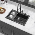 thumbnail image 3 of Undermount Kitchen Sink, Quartz Kitchen Sink - 33"x22"x9.65" Black granite composite Drop in kitchen sink, Black Stainless Steel Kitchen Sink,Quartz Farmhouse Kitchen Sink, Kitchen Sinks, 3 of 9