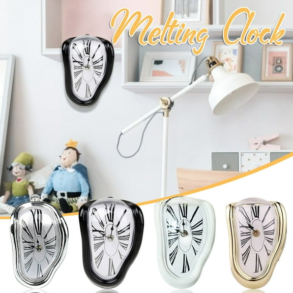 NSESSHome Retro Wall Clock Twisted Roman Numeral Clock Living Room Mute Melting Clock