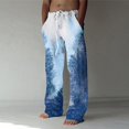 thumbnail image 2 of Pantalones de lino casuales para hombre, teñido anudado, estampado clásico, talla grande, holgados, ligeros, elásticos, con cordón, para playa, yoga 026-azul XL 026-azul XL Xishao ropa, 2 of 2