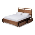 thumbnail image 3 of Baxton Studio Saffron Modern and Contemporary Walnut Brown Finished Wood Full Size 4-Drawer Platform Storage Bed, 3 of 7