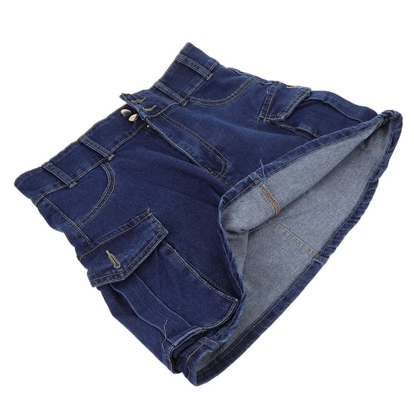 unbranded Falda Cargo Ajustada De Mezclilla Con Baja Y Bolsillos Para Casual