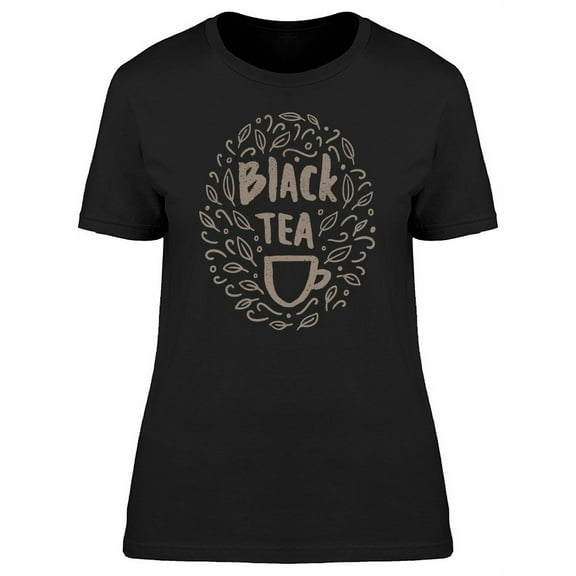 Black Tea Brown Doodles T-Shirt Women -Image by Shutterstock, Female x-Large