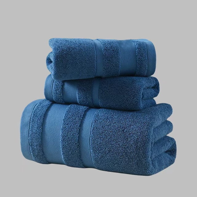Xiao Hua 2 paños suaves, azul oscuro 140*70cm - Toallas faciales de algodón para baño, paños absorbentes para rostro y cuerpo.