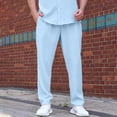 thumbnail image 4 of Ceisia Men's Button-Down Two-Piece Set Short Sleeve Shirt and Matching Pants Casual Outfit Light Blue XXL Gifts for Father, 4 of 7