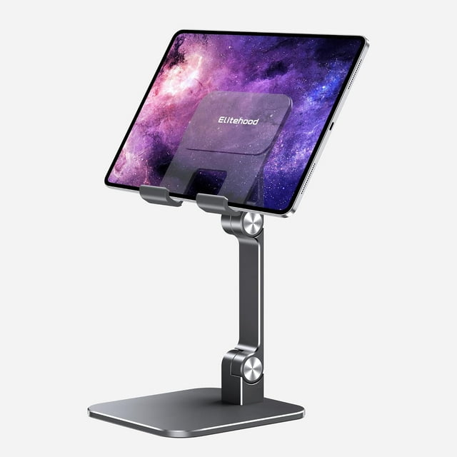 Soporte de aluminio para iPad, soporte ajustable para iPad para escritorio, soporte para tableta de escritorio para iPad Pro 12.9 11, iPad Air Mini 4 5 y más tabletas de 4 a 13 pulgadas, gris