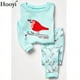 thumbnail image 4 of Pijamas azul turquesa para niñas, trajes de ropa de dormir, regalo de Navidad para niños, conjuntos de ropa de algodón, muñeco de nieve, punto, 4 of 4