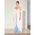 thumbnail image 3 of Women Split Front Ruffle Flowy Long Shirt Sleeveless Backless Spaghetti Strap Layer Chiffon Maxi Tank Top Pink M, 3 of 5