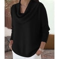 thumbnail image 4 of Sweater for Women Knit Winter Clothes Casual Loose Sweaters Fall Fashion Cowl Neck Long Sleeve Trendy Pullover Black XL, 4 of 7