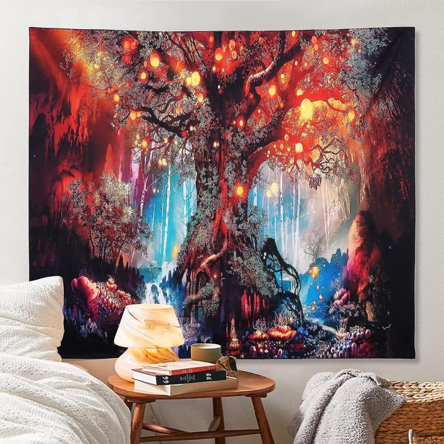 (150 130 Cm) Tapisserie Arbre De Vie, Tapisserie Motif Psychdlique, Tapisserie Murale, Chambre Salon Dortoir Dcoration Murale Arbre De Vie Tapiss