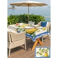 thumbnail image 5 of Outdoor Tablecloth with Umbrella Hole for Patio/Picnic/Party/Camping, Lemon Vase Summer Waterproof Table Cloth Rectangle Table Cover Washable, Fruits Green Striped Blue Lave (54"x 80"), 5 of 8