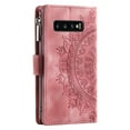 thumbnail image 3 of Feishell Zipper Wallet Case for Samsung Galaxy S10,for Women Men,Stylish Embossed Pattern PU Leather Multi Card Slots Magnetic Clasp Flip Kickstand Crossbody Phone Case with Shoulder Strap,Pink, 3 of 12