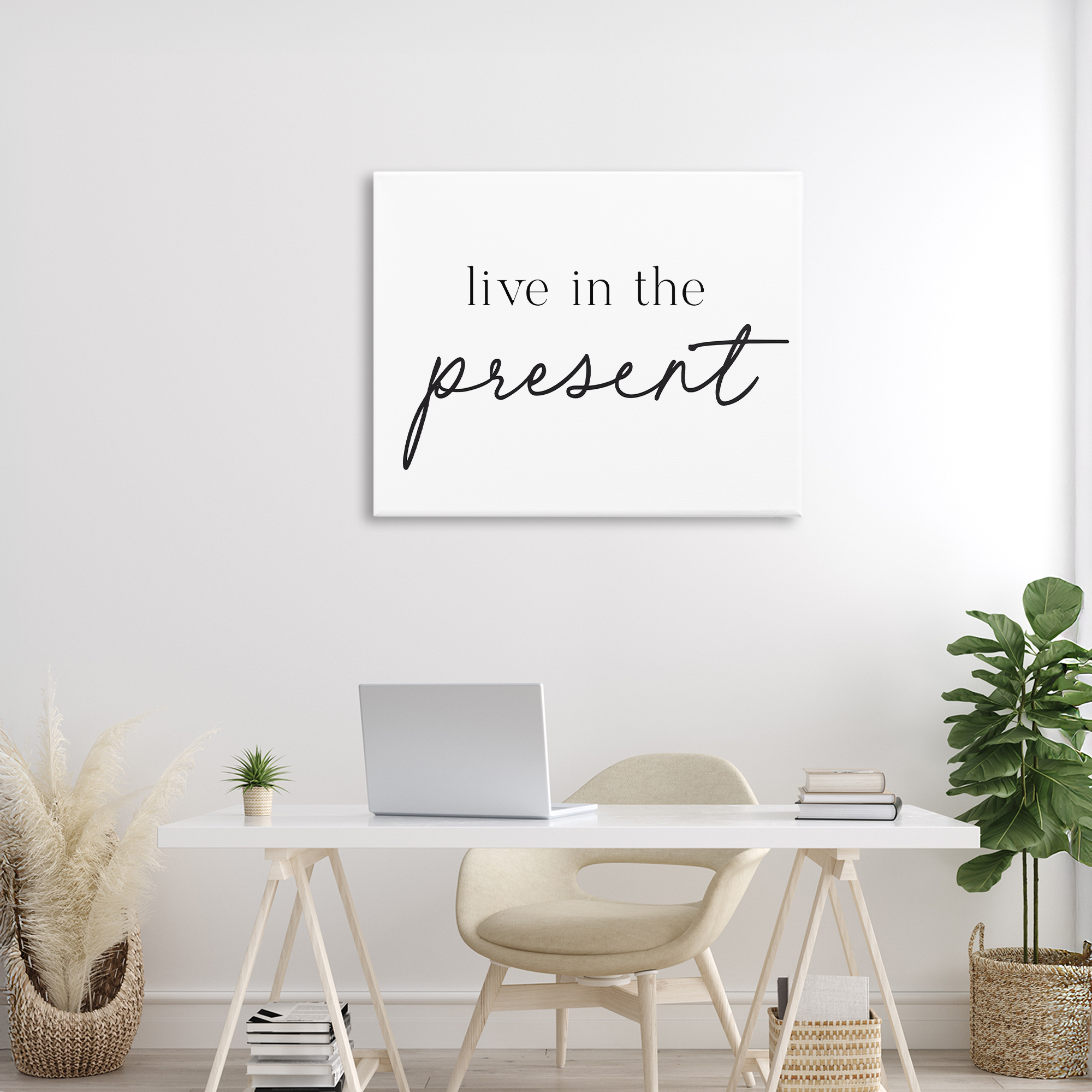 Live In The Present Canvas Wall Art, design by Lettered and Lined