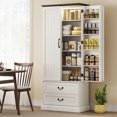 thumbnail image 2 of HOMCOM Armoire de Garde-Manger de Cuisine 72 Pouces, avec Lumière DEL et Étagères de Porte, Blanc, 2 of 10