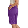 thumbnail image 5 of SwiftWear Women's Knee-Length Bermuda Shorts Yoga Walking Cotton Blend Shorts with Pockets Comfortable Stretch Casual Exercise Shorts​, 5 of 7