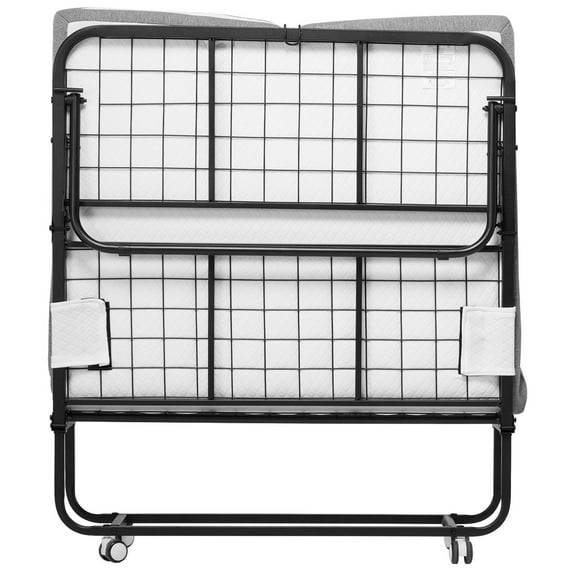 38x75 Inch Foldable Roll Away Bed with Mattress, Twin Extra Long Portable Folding Guest Bed with 4 Inch Memory Foam, Steel Frame for Home Use