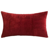 Sztgfjh Corduroy Throw Pillow Covers, for Couch Bed Sofa Living Room Decorative Soft Solid Square Striped Cushion Cases with Invisible Zipper(11.81* * 19.68in)Red