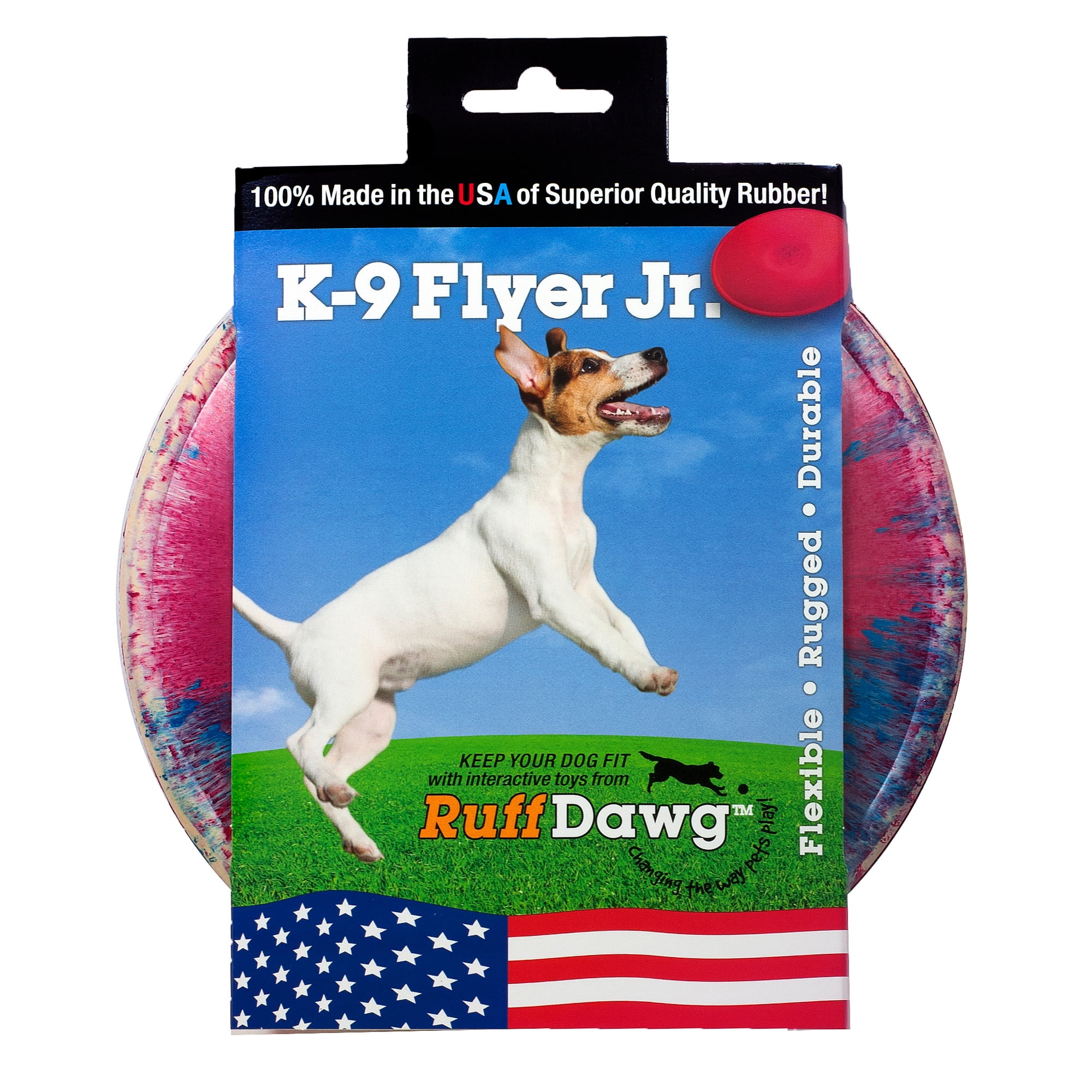 Ruff Dawg K9 Jr Flyer Rubber Indestructible Retrieving Dog Toy, Color