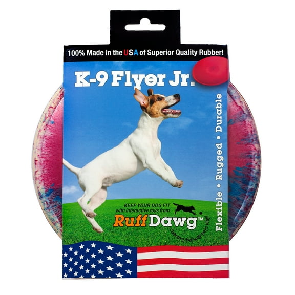 Ruff Dawg K9 Jr Flyer Rubber Indestructible Retrieving Dog Toy, Color Varies
