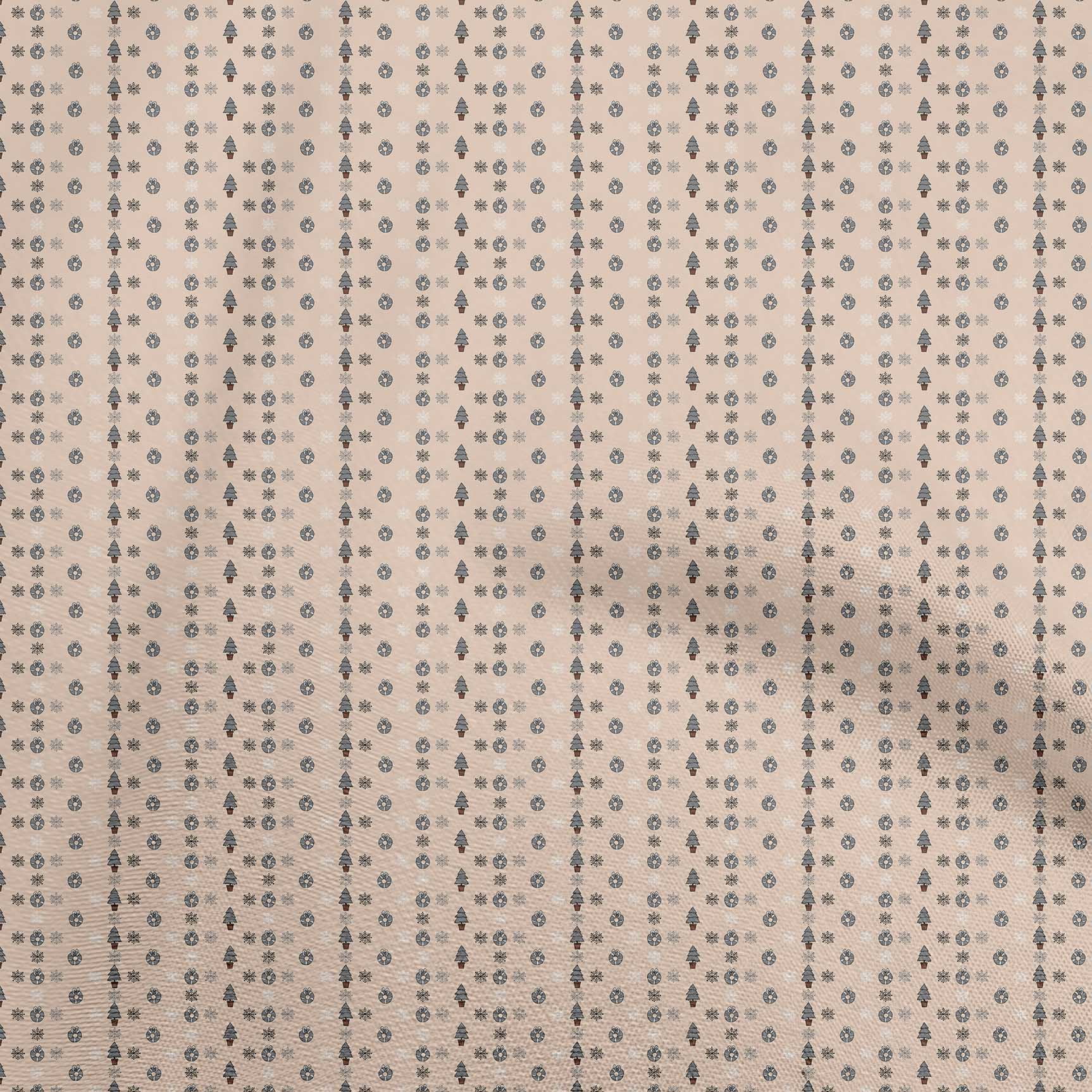 oneOone Cotton Silk Light Beige Fabric Christmas Fabric For Sewing Printed Craft Fabric By The Yard 42 Inch Wide