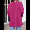 thumbnail image 4 of Blusas de Mujer de Larga con Cuello en V, Túnicas Casuales, Camisas Básicas, Blusas Holgadas Rosa Roja L, 4 of 7