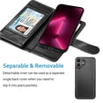 thumbnail image 4 of Wallet Case for iPhone 16 Wallet Case 6.1" 5G (2024), [9 Card Slots] Luxury PU Leather Credit Holder Carrying Folio Flip [Detachable] Kickstand Magnetic Phone Cover & Lanyard [Black], 4 of 5