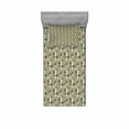 thumbnail image 2 of Ambesonne Floral Fitted Sheet & Pillow Sham Set, Curvy Garden Flowers, Queen, Khaki White Dark Brown, 2 of 3