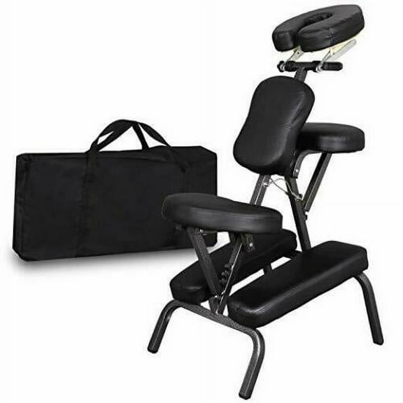 ZENSTYLE Portable Massage Chair Leather Pad Travel Massage Tattoo Spa Chair, Black