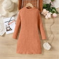 thumbnail image 5 of JSGEK Girl's Long Sleeve Sweater Dresses Kids Knit Tunic Dress Casual Crew Neck Dress Vacation Dresses Trendy Clothes Orange 9 Years, 5 of 8
