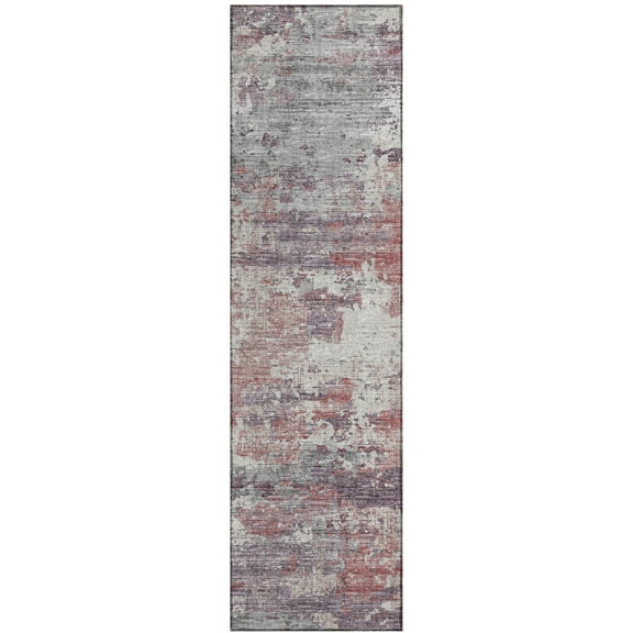 Addison Rugs Indoor/ Outdoor Accord Modern Brushstrokes Polyester Washable Rug New 2'3" x 7'6" Runner - Purple Grey