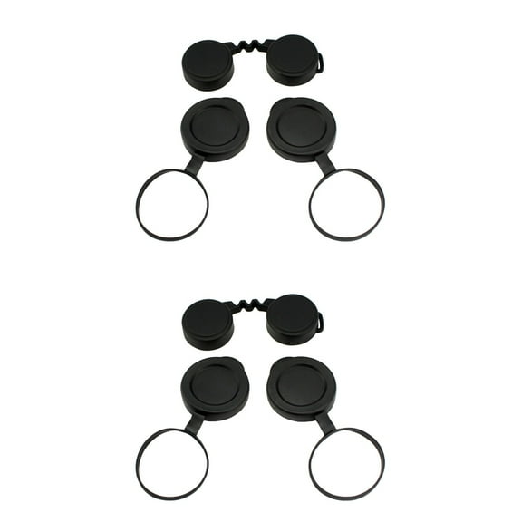 2 Sets Eyepiece Cover Objective Lens Binocular Caps Camera Hats Black